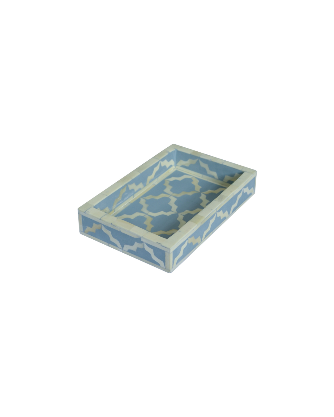 Bone Inlay Mini Tray - Trellis Powder Blue