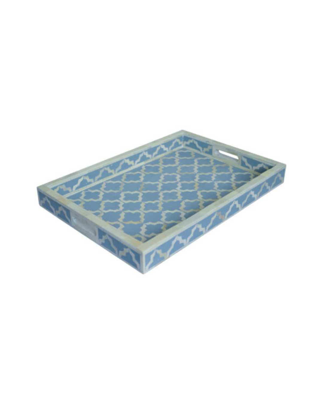 Bone Inlay Tray - Trellis Powder Blue