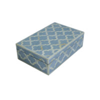 Bone Inlay Blue Trellis Box