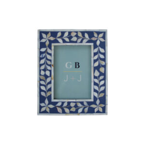 Pearl Inlay Photo Frame Floral Navy