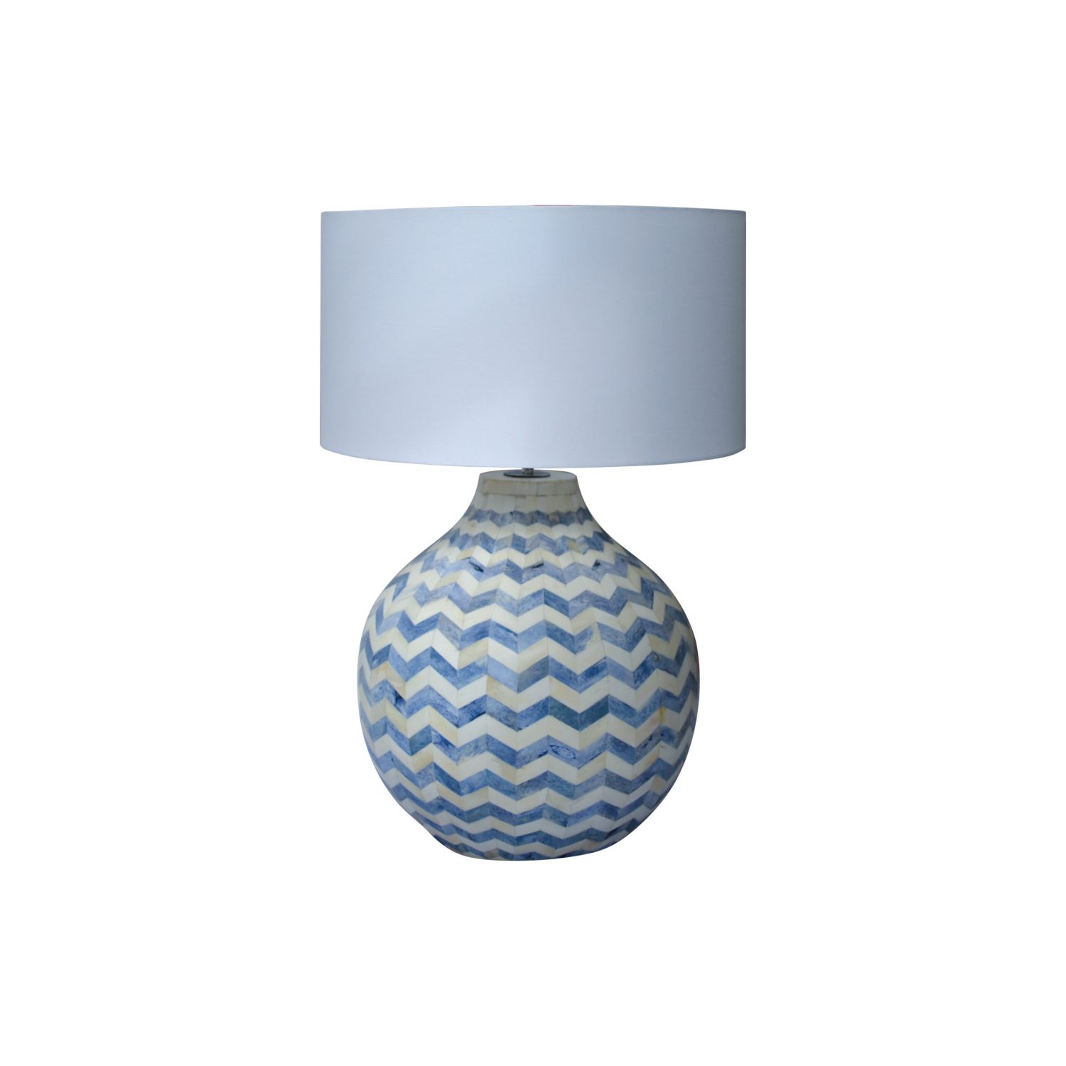 Bone Inlay Lamp - Chevron Navy