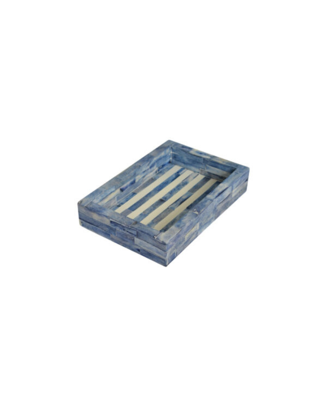 Bone Inlay Mini Tray - Stripe Navy