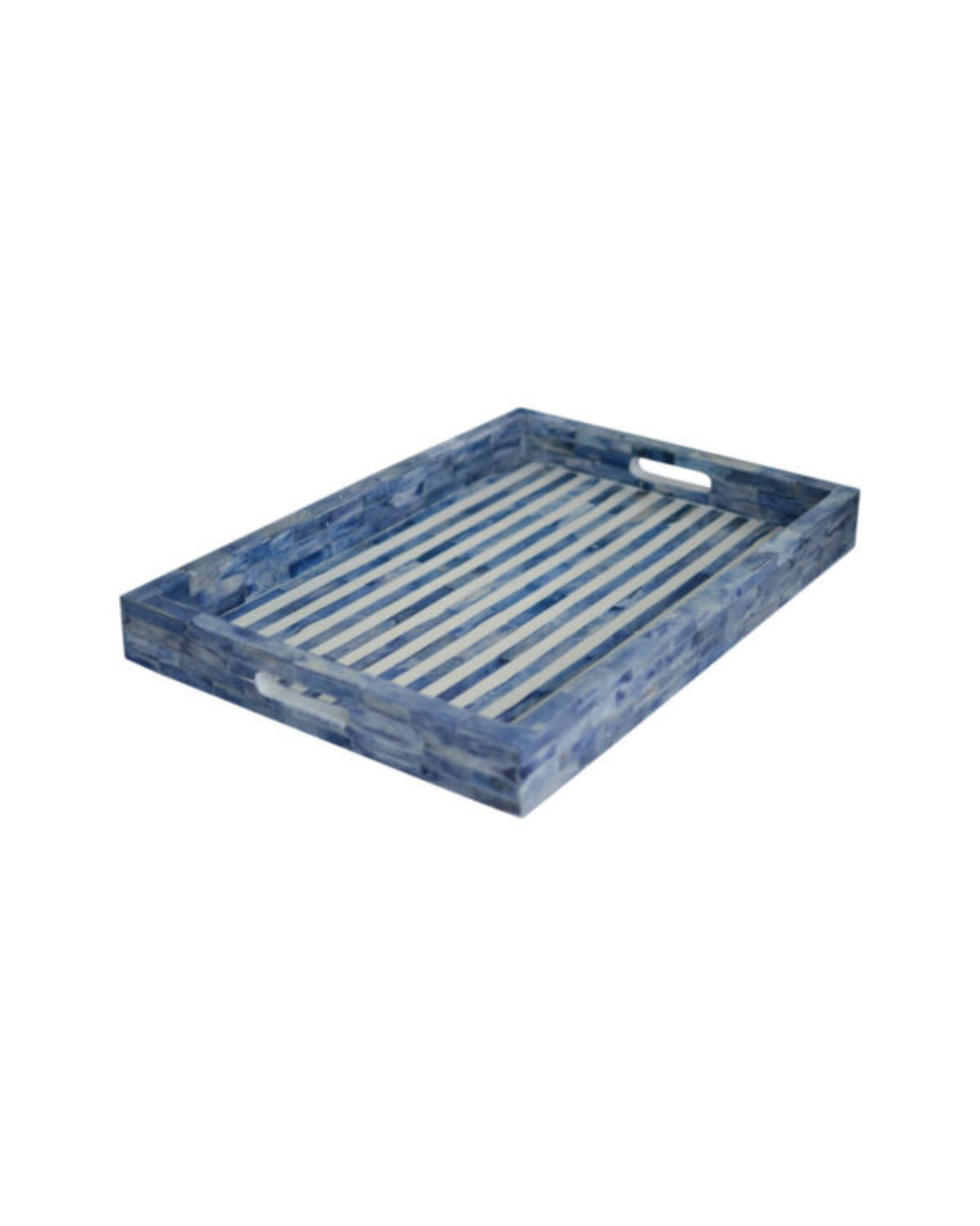 Bone Inlay Tray - Stripe Navy