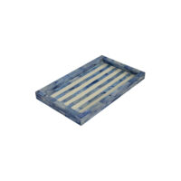 Bathroom vanity tray blue stripe