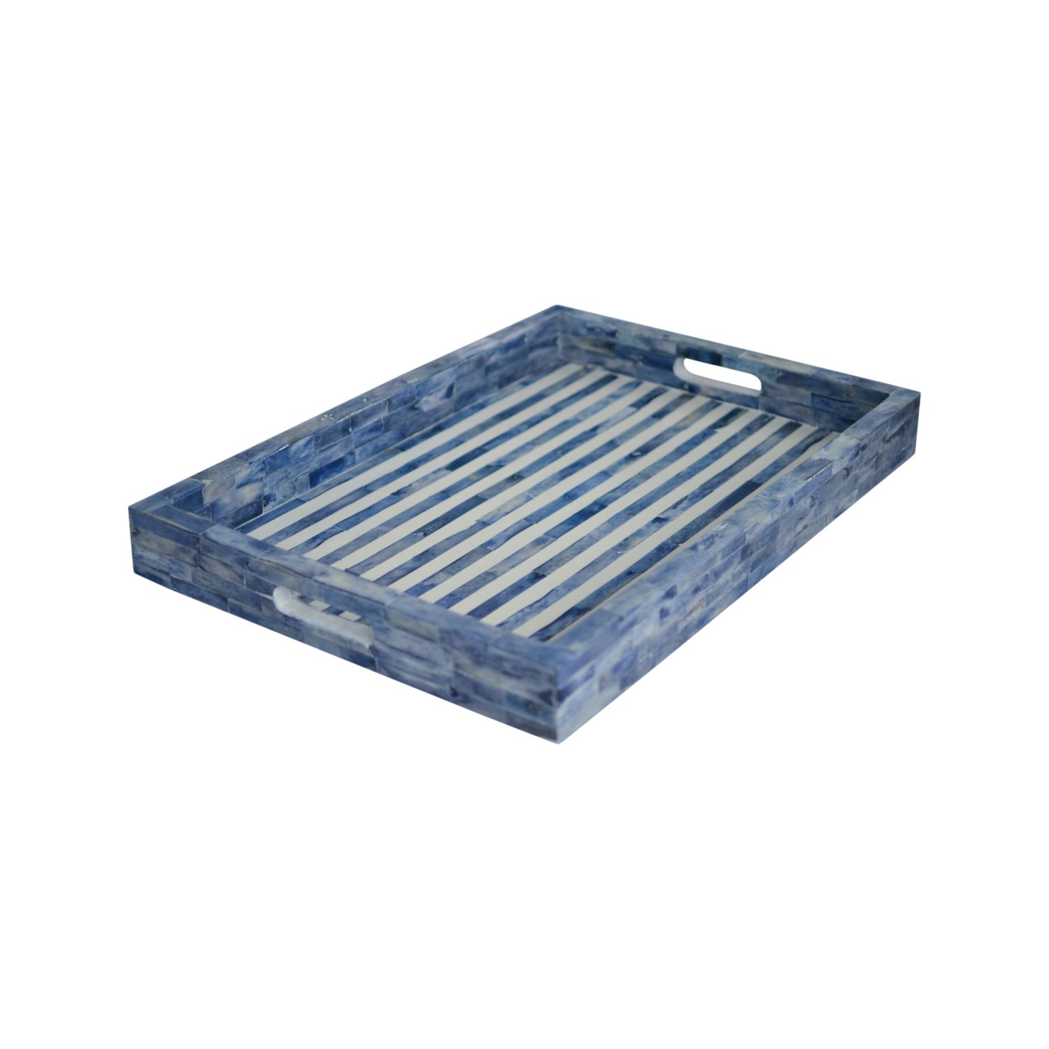 Bone Inlay Tray - Stripe Navy