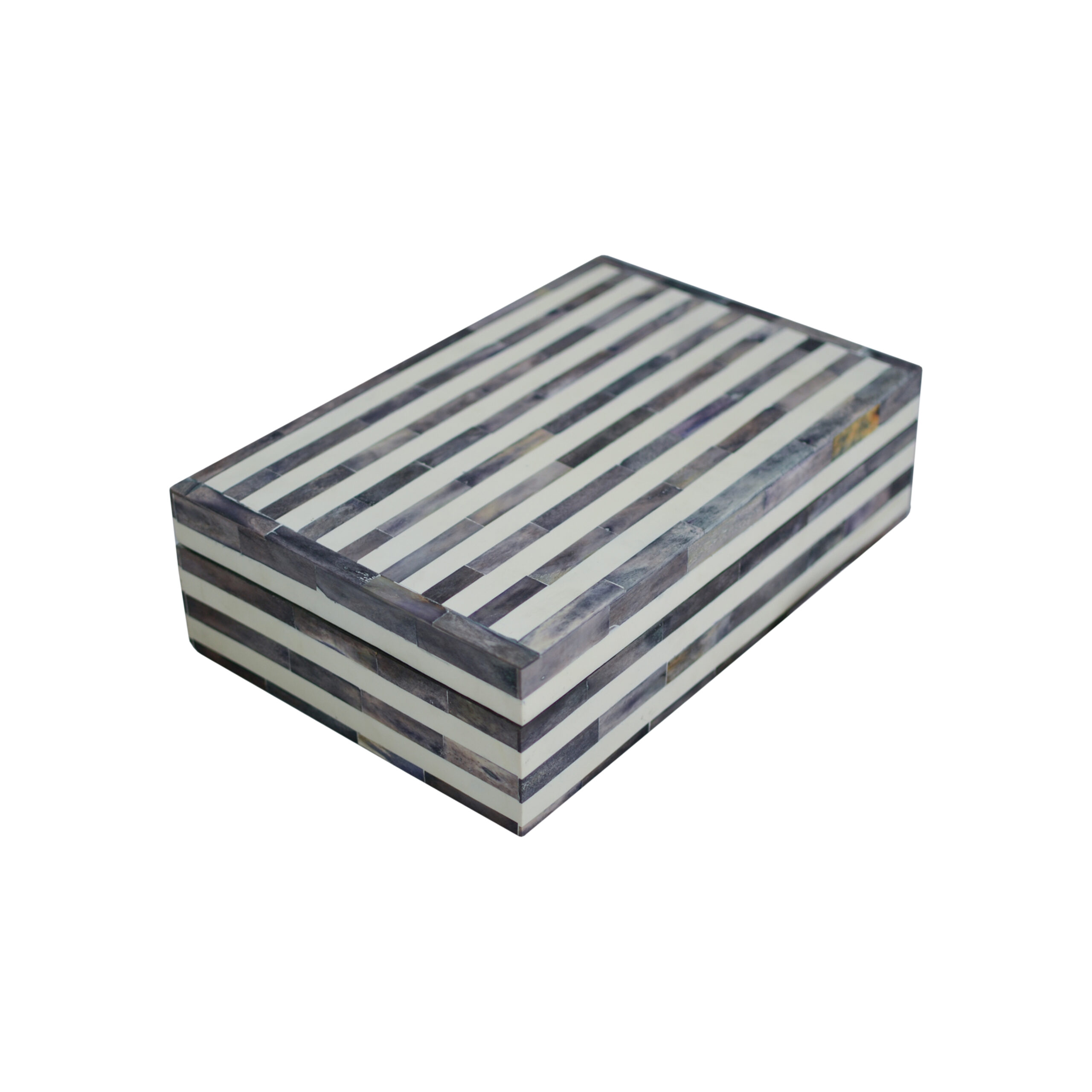 Bone Inlay Bathroom Box - Stripe Grey