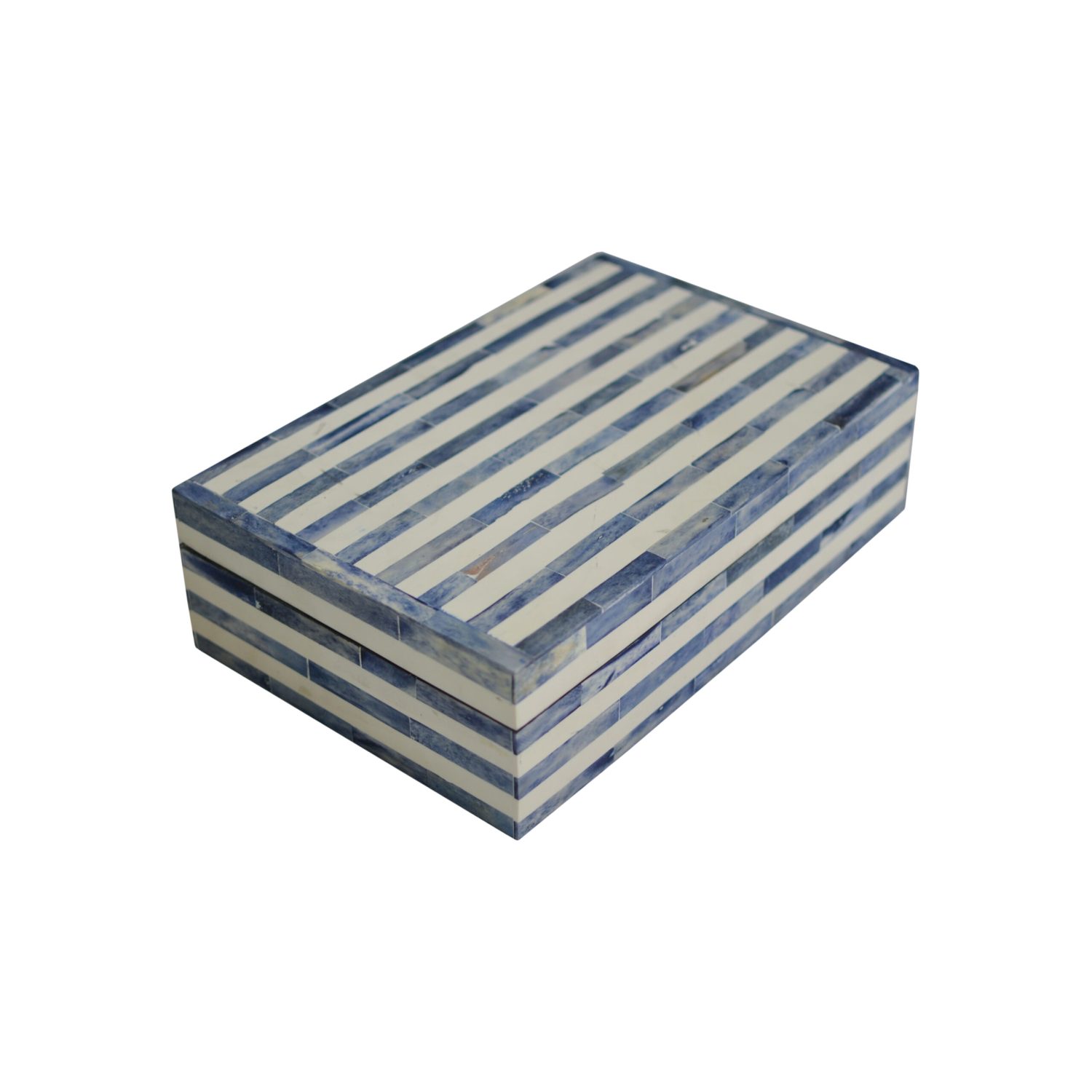 Bone Inlay Bathroom Box - Stripe Navy
