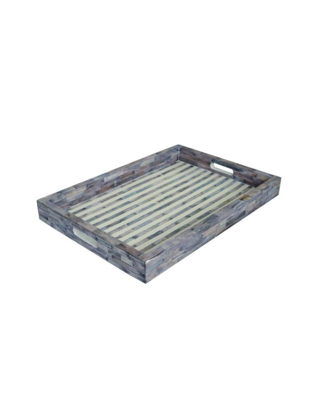 Bone Inlay Tray - Stripe Grey