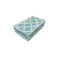 Blue trellis bone inlay box