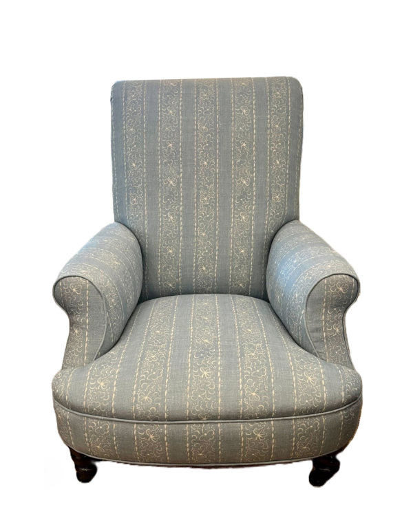Vintage Armchair in Cornflower Blue Linen