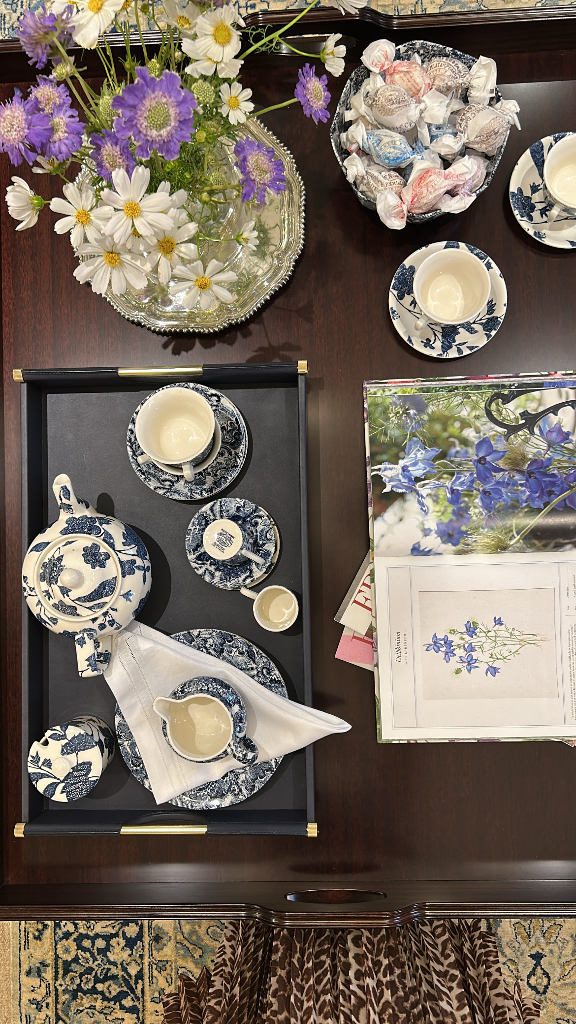A table setting showing Ralph Lauren dinnerware.