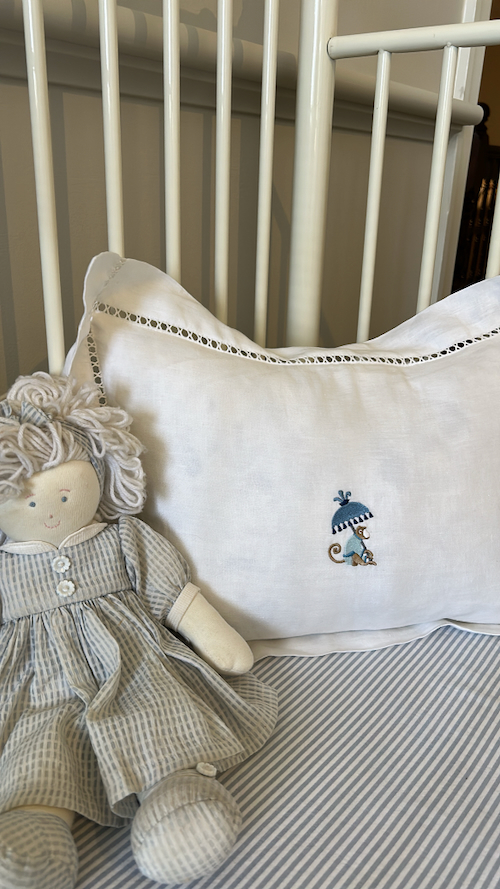 Monogram cushion to personalise a nursery