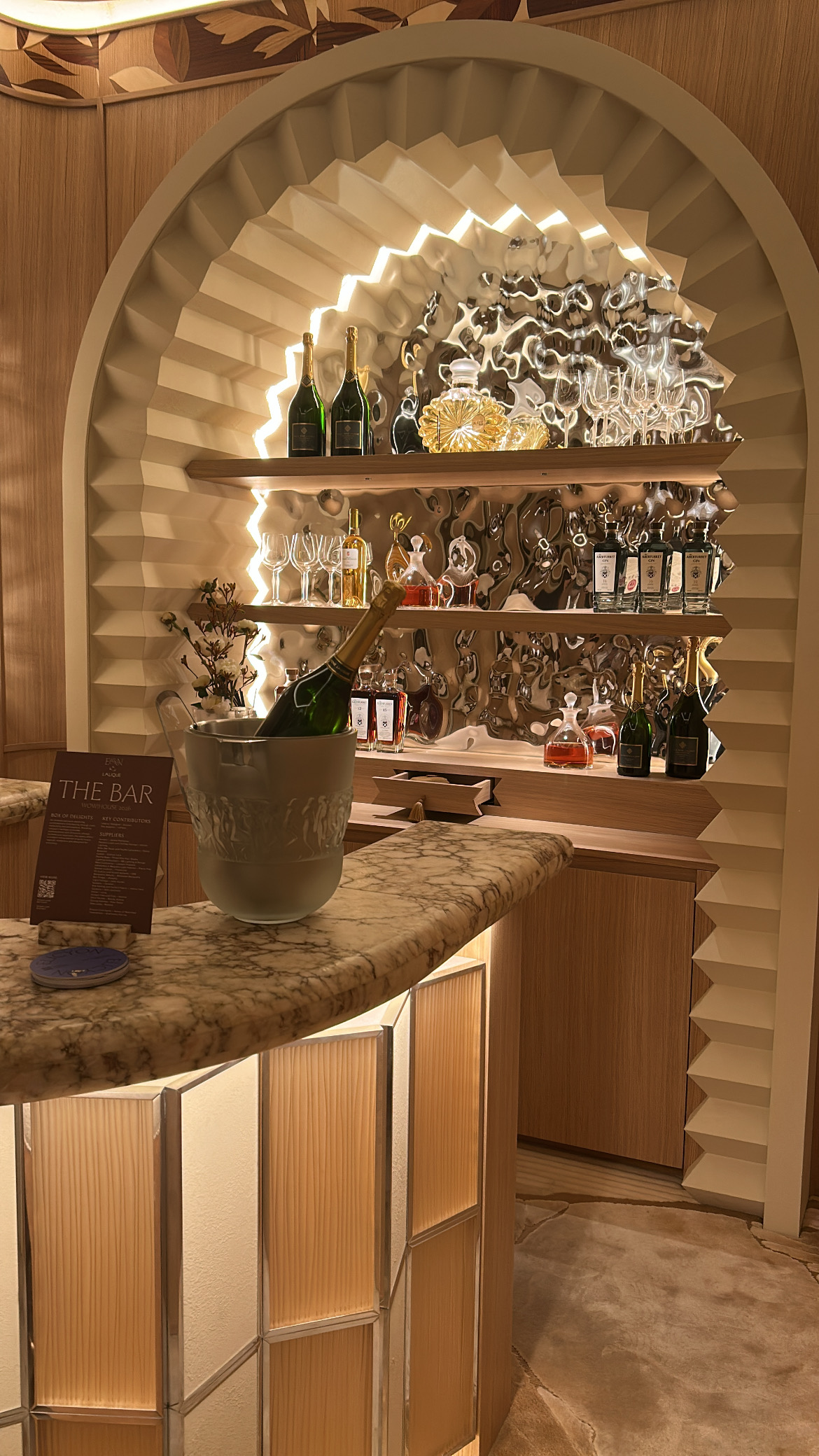 Beautiful details and craftsmanship at the Lalique bar at Wow!House London