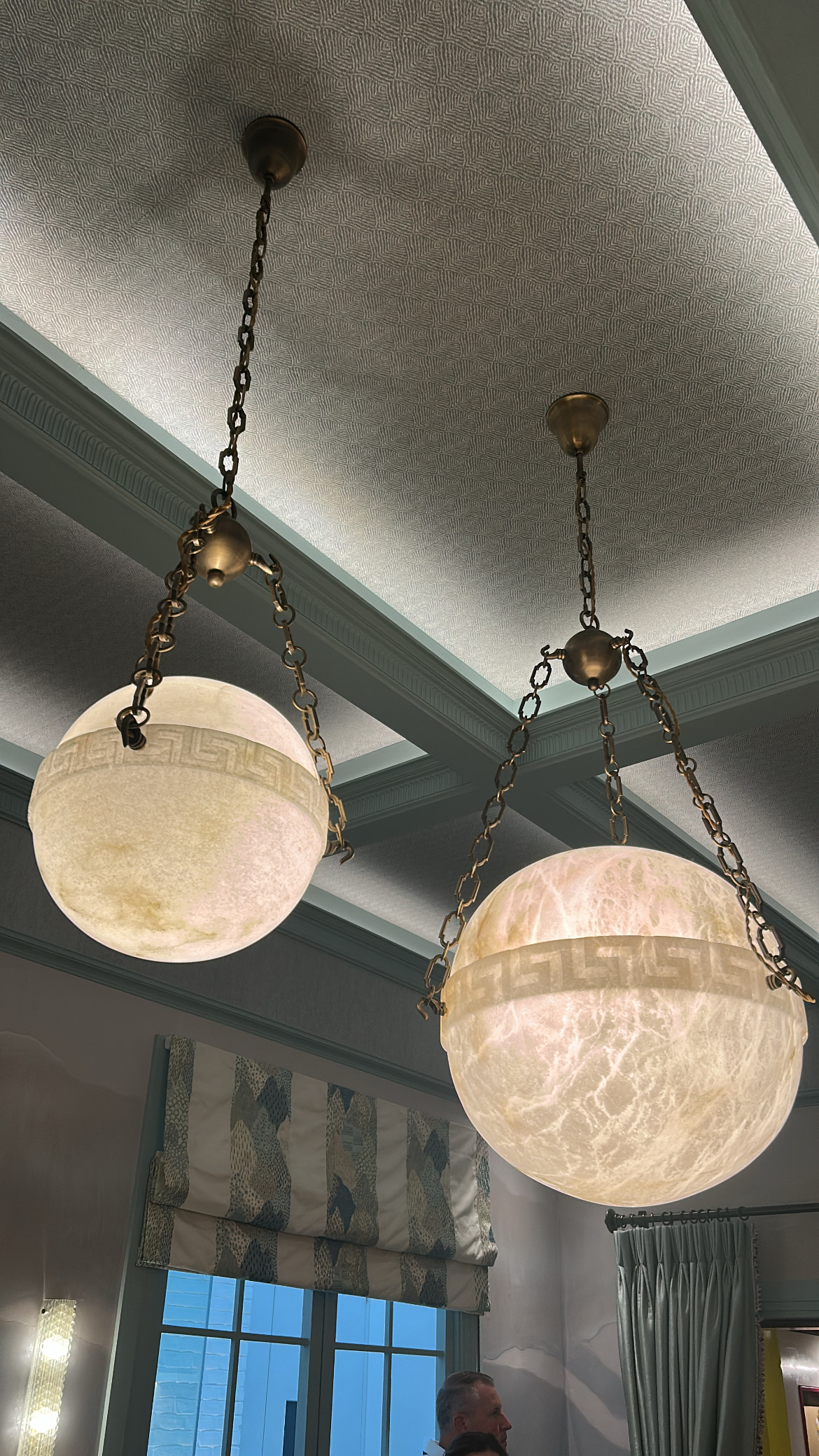 Layered texture with a wallpapered ceiling at Wow!House London